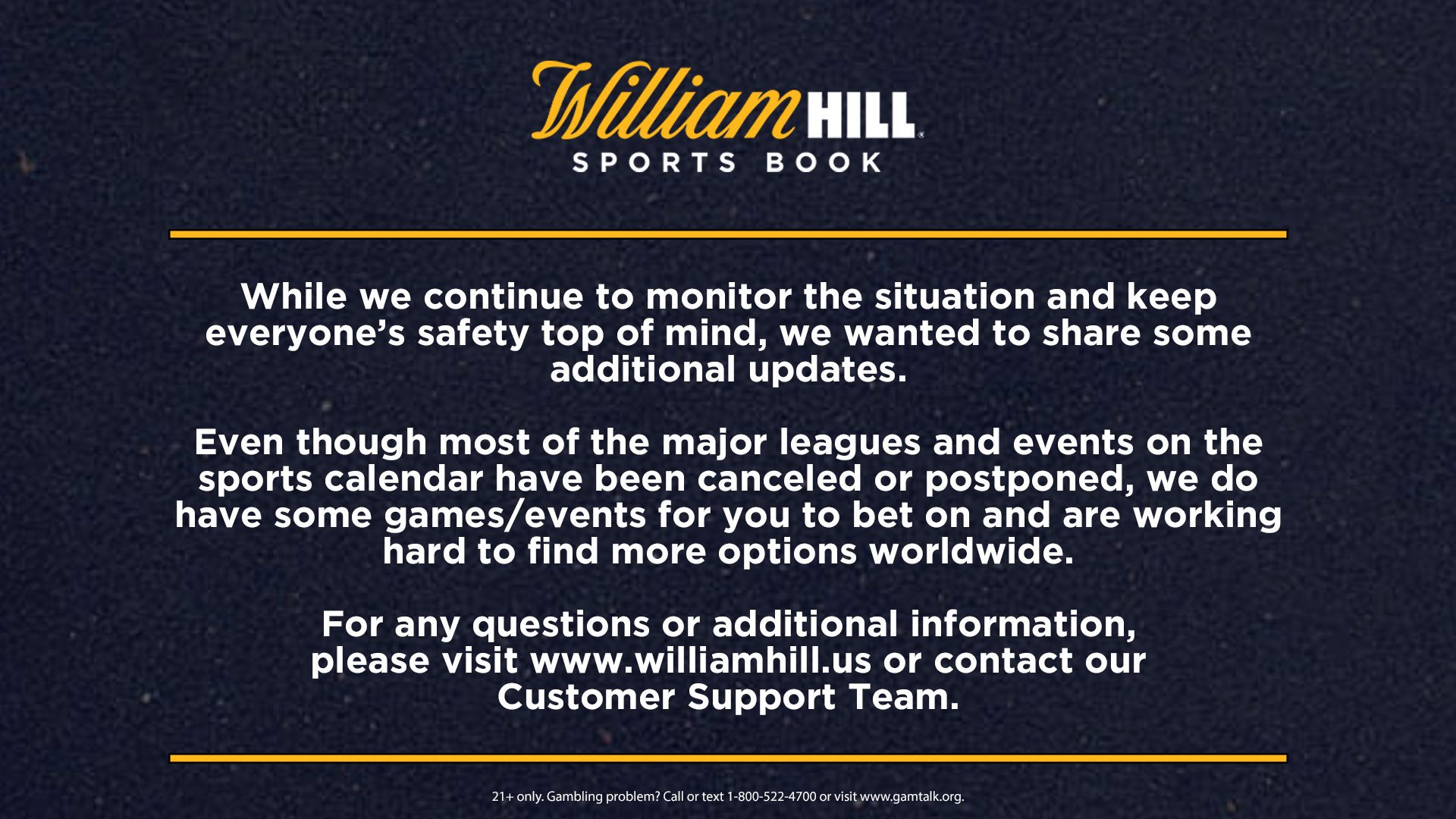 Update for our William Hill Customers and FAQs