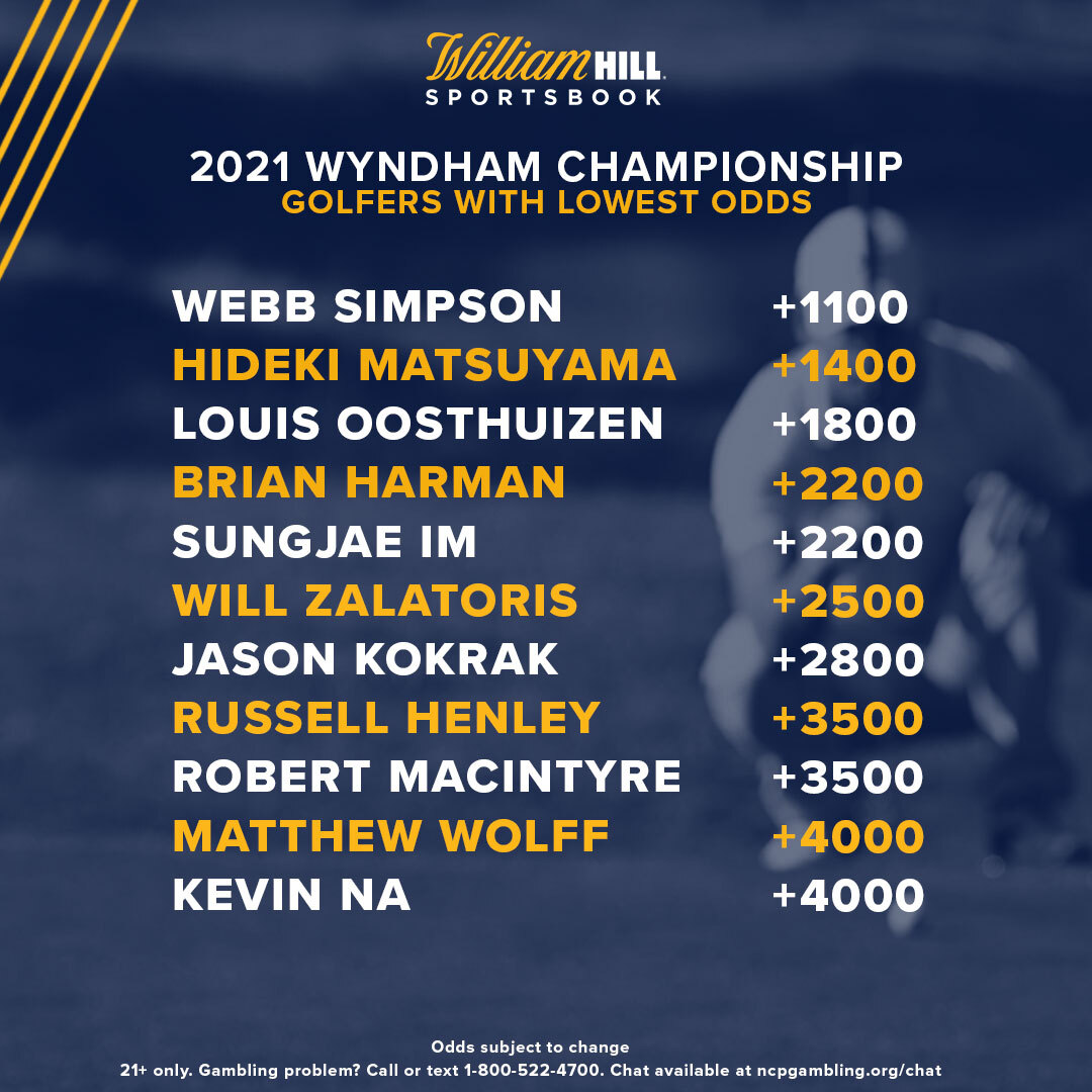 Golf Futures Odds Up to Win 2021 Wyndham Championship William Hill